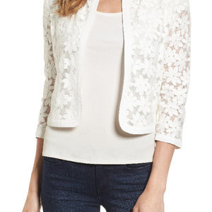 Anne Klein Broderie Cropped Lace Cardigan
